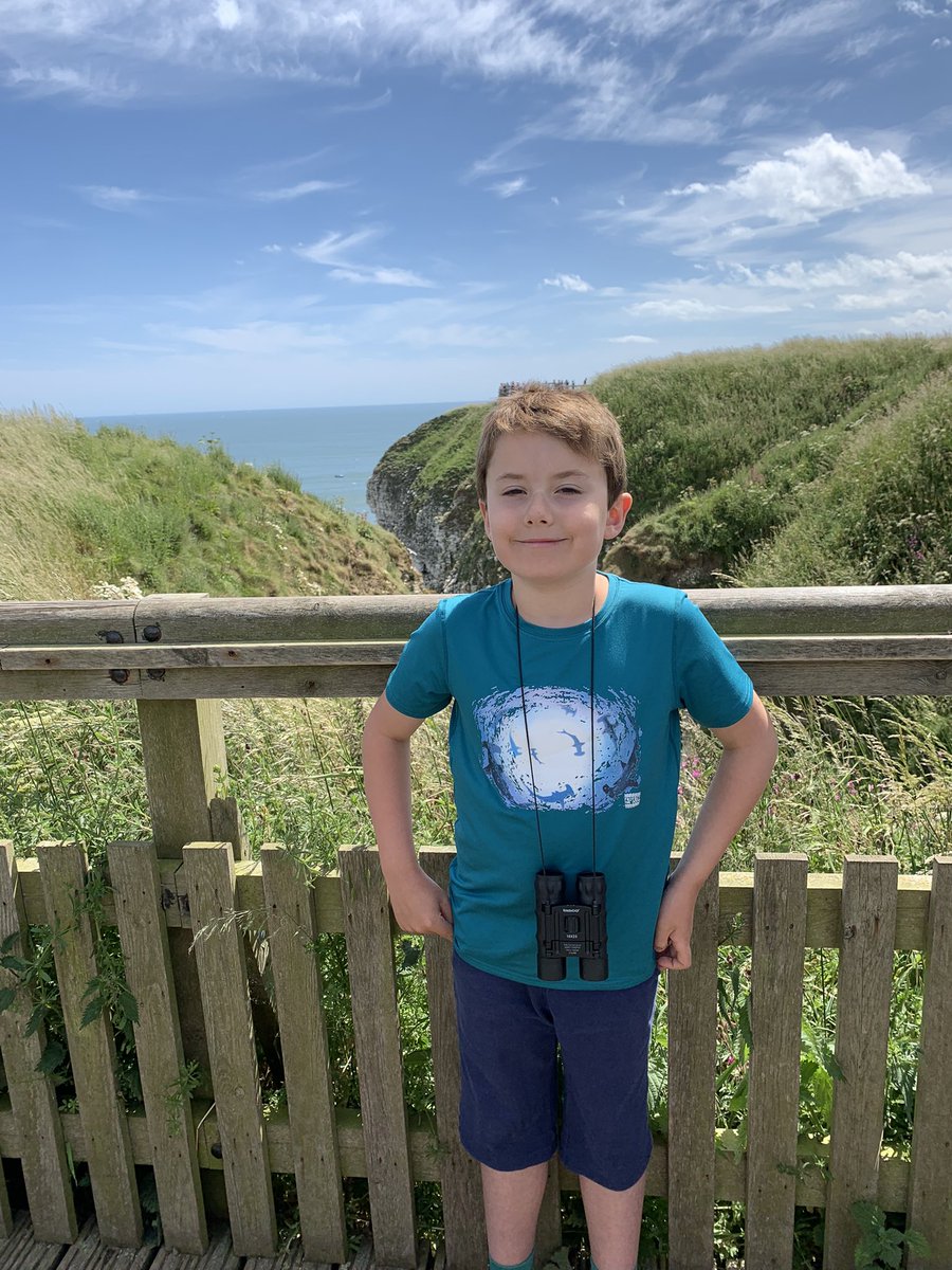 Max sporting his <a href="/Mountainwarehou/">Mountain warehouse</a> <a href="/SteveBackshall/">Steve Backshall</a> shark t-shirt at RSPB Bempton Cliffs watching the puffins and gannets.