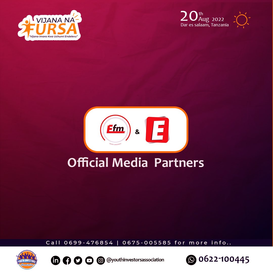 YIA_Tanzania's tweet image. Tunashukuru @EfmTanzania kwa kuwa Media ya kwanza Kukubali Na Kushirikiana nasi katika kusaidia vijana wa kiume na wa kike kupitia VIJANA NA FURSA PROJECT.

VIJANA IMARA KWA UCHUMI ENDELEVU!! 

#vijananafursa2022 #youthplatform #globalgoals