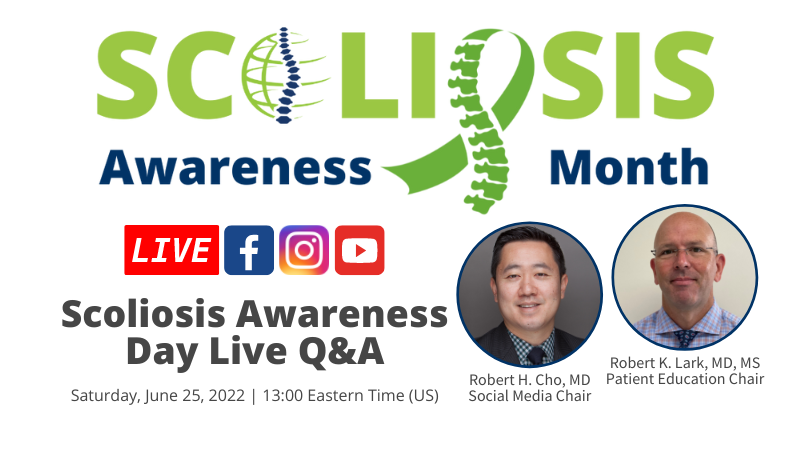 SRS_org's tweet photo. Join our members in 30 minutes as they host a live Q&A on Facebook, Instagram, Twitter, YouTube & LinkedIn at 13:00 ET. This informational session will focus on patients and professionals & will be hosted by a pediatric specialist.
#ScoliosisAwarenessMonth #SRSSAM #ISAD #SRSLive https://t.co/lsyZ1clxdo