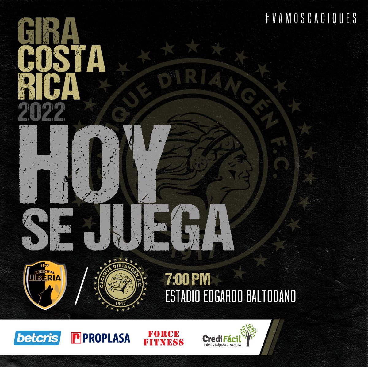 Diriangen_FC's tweet photo. ¡HOY JUGAMOS! 🔥
A las 7:00 PM enfrentamos a A.D. Municipal Liberia en el primer encuentro de nuestra gira por Costa Rica. ¡Dale equipo!
Gira patrocinada por:
@Betcris | #Proplasa | #ForceFitness | #CrediFácil
#PretemporadaCacique #VamosCaciques https://t.co/6IMnfFVVDO