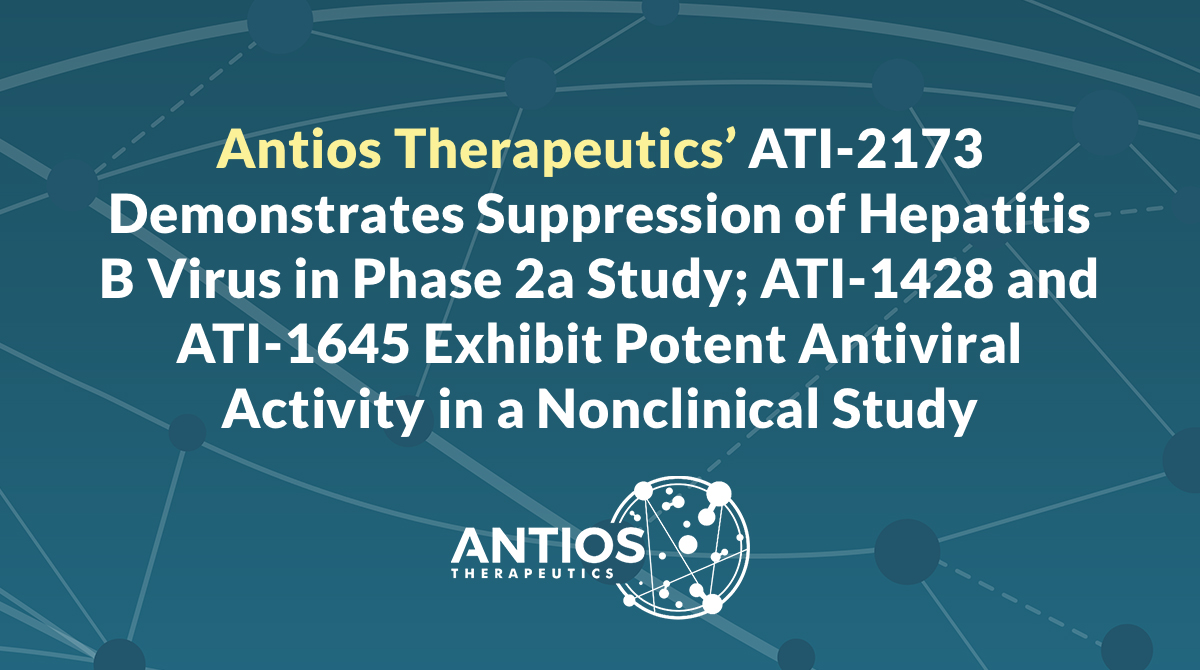 Today, we announced results at the <a href="/EASLnews/">EASLnews</a> #ILC2022 on ATI-2173, ATI-1428 and ATI-1645. #Clinicaldata from the full Antios pipeline in #hepatitisB further validate the need to bridge to a cure for #HBV. Read more: prn.to/3NjVpo8