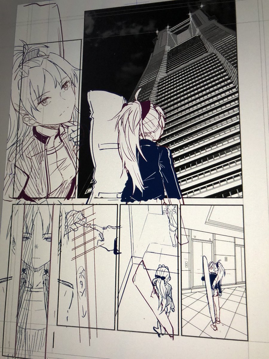 下書き20/37 こういう「ペン入れ時に面倒そうな背景」は下書きの時に描いてイメージを固めておくスタイルです。 