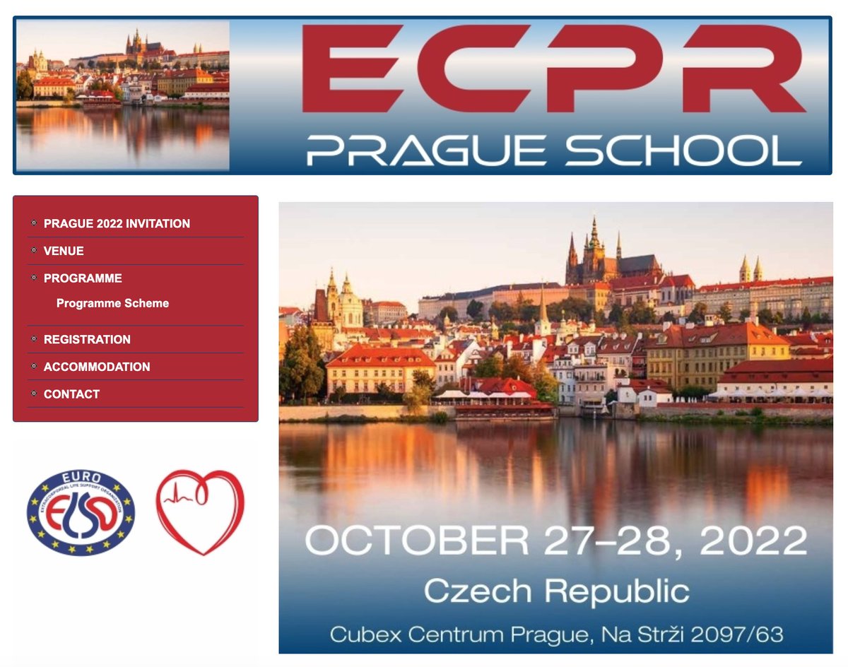 📣 #ECPR Prague School Oct 27-28 ♥️ What consequences of ARREST & Prague OHCA RCTs? ♥️ Should ECPR become standard of care? ♥️ Should pts with r-OHCA be transported under ongoing CPR? ♥️ Where & how cannulate?? ♥️ Any difference in neuroprognostication? 🔗 ecprprague.com