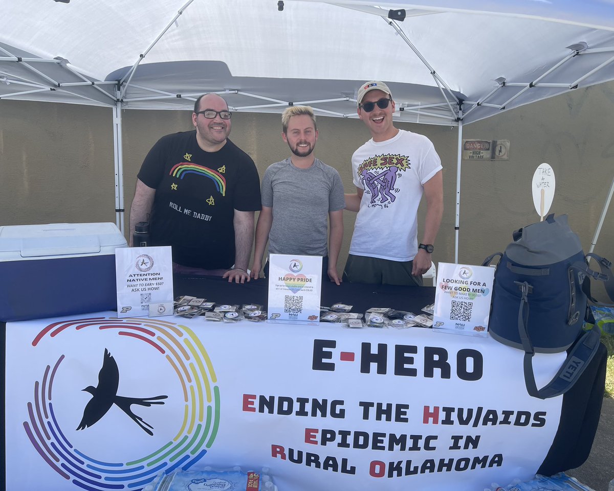 The E-HERO team is here at Tulsa Pride today until 6. Come grab a cold water and be queer with us!!!