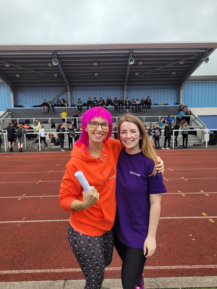 <a href="/MissNHutchinson/">Miss Hutchinson</a>'s last <a href="/CarlukeHS/">Carluke High School</a>  Sport's Day 💔 I'll be so sad to see this wonderful friend and collegaue leave but I'm very excited for her new adventures. Brilliant day had by all! Congratulations Kirkton house but remember Halbar heroes, it's the taking part that counts!🧡