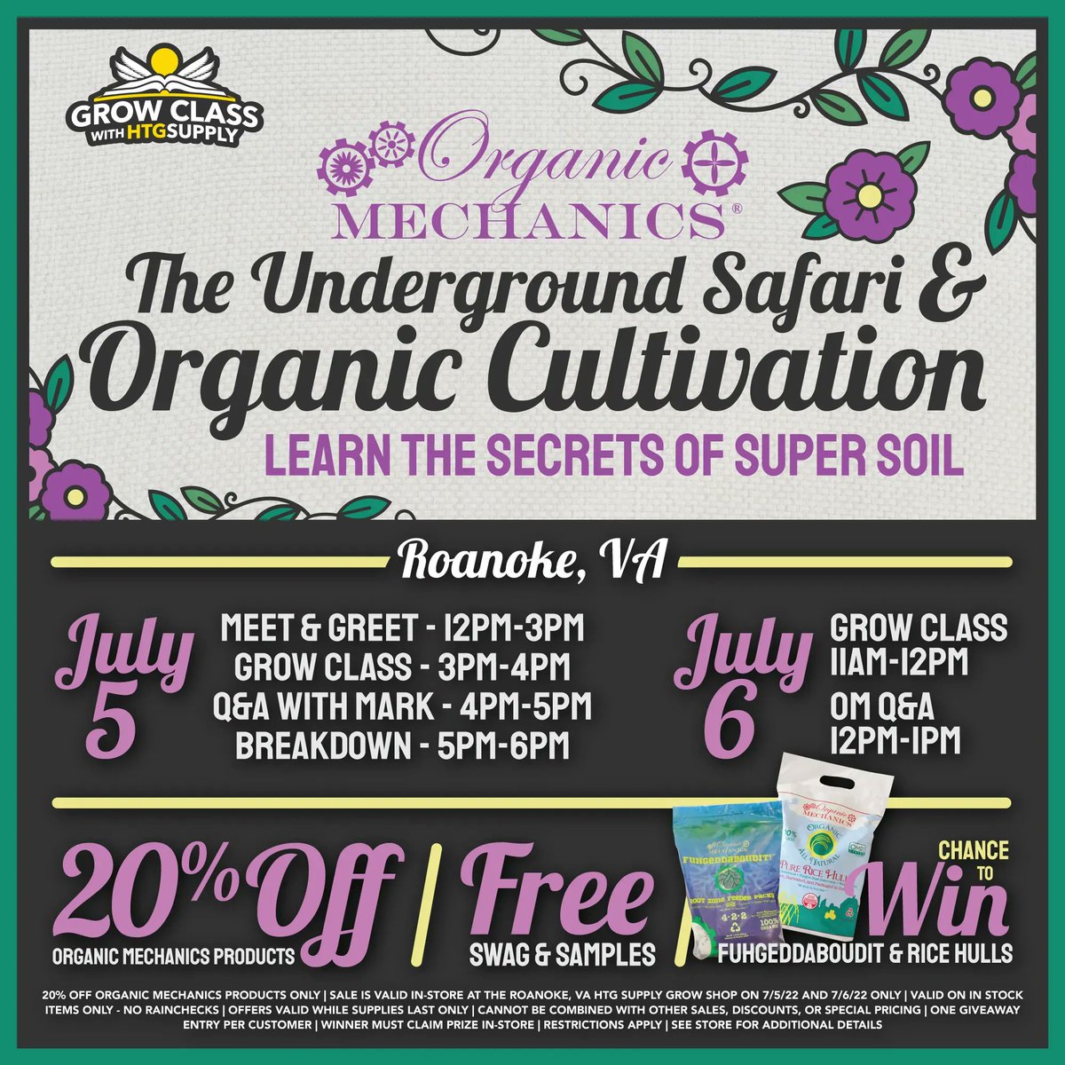 HTGSupply's tweet photo. Just over a week away from the Underground Safari &amp; #OrganicCultivation #growclass with @organicmechanix in #RoanokeVA! We're offering two chances to attend this class, so be sure to mark your calendars for #July 5th or 6th to attend this #FREE #class!

>> https://t.co/ROwp6YDGv1 https://t.co/THLJtS7mlK