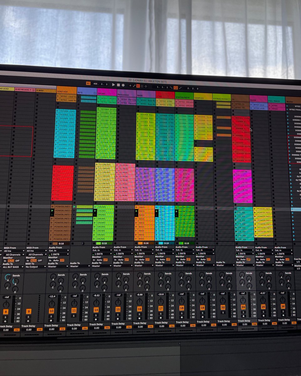 Been working on the rehearsal/live set on <a href="/Ableton/">Ableton</a>, eventually hoping to have it trigger vocal effects, lights, my pedalboard, wardrobe changes, and bar-to-stage beer delivery.  🍻🎸🎧
#ableton #livemusic