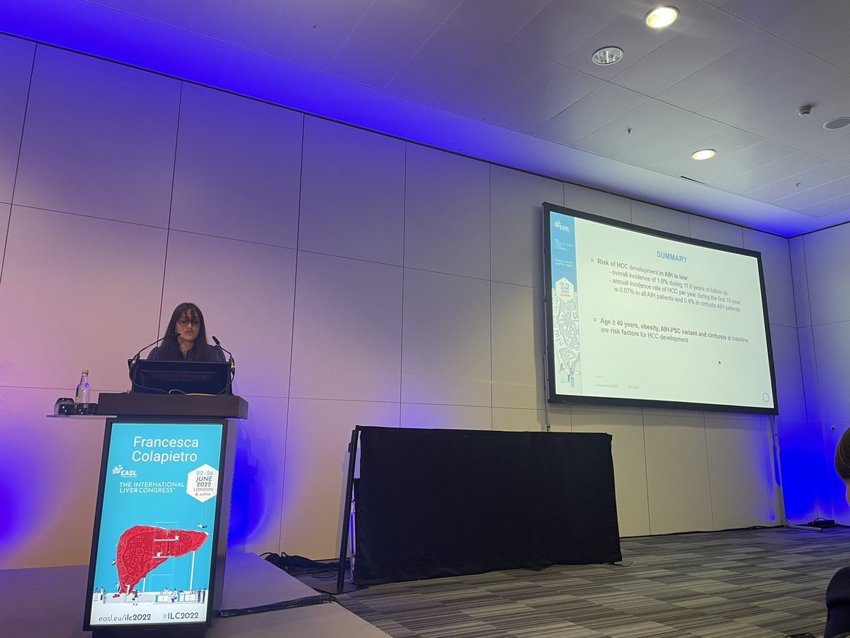 nicolapugliese_'s tweet photo. Very ⬇️ risk of #HCC development in #AIH 🔴⬆️ risk in >40yo, obese, cirrhotic or AIH-PSC patients 🔴 My colleague and friend @F__Colapietro at #ILC2022 @HumanitasMilano @HUNIMED @EASLnews https://t.co/pSRysiSbWp