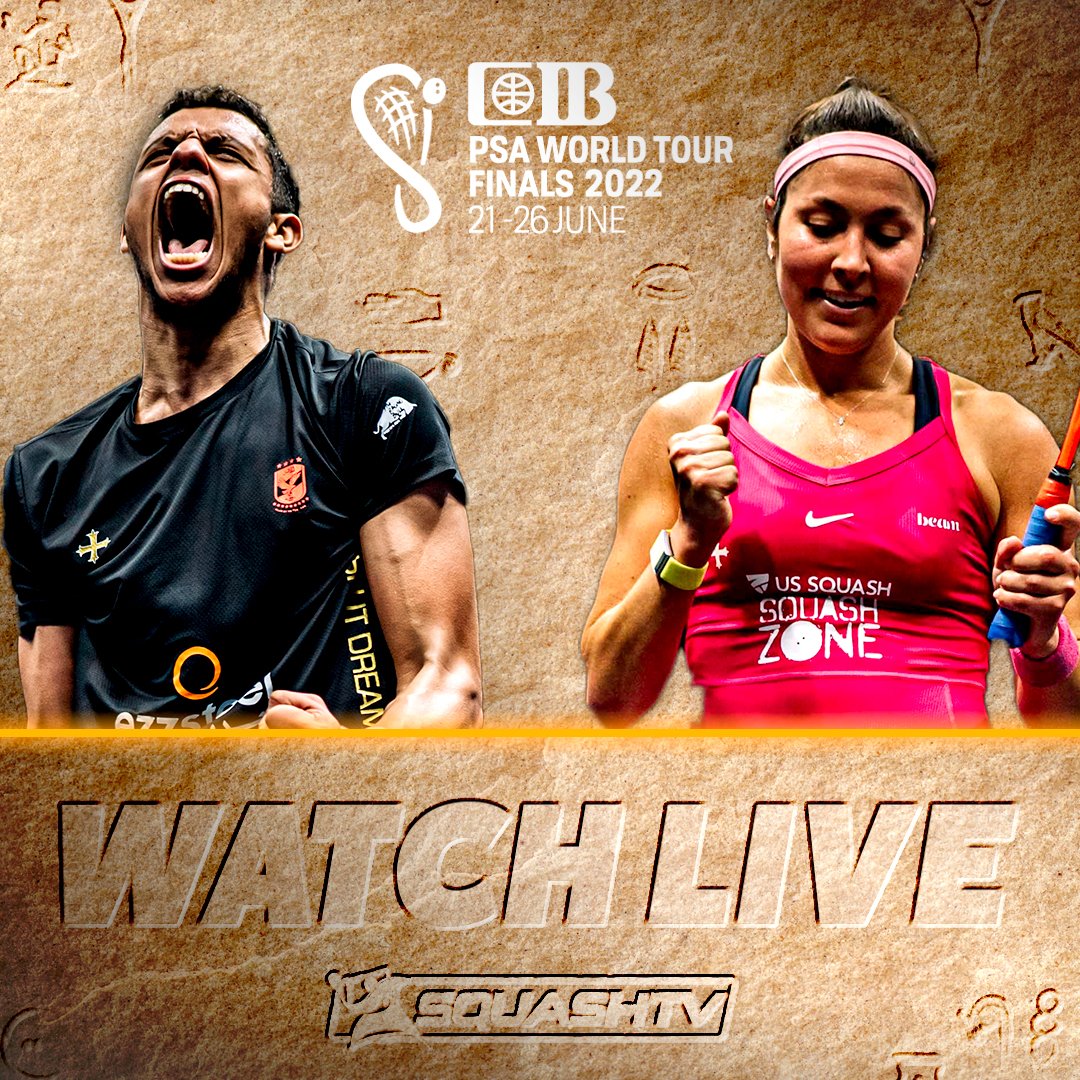 SquashTV's tweet photo. 🚨 We are LIVE for the semi-finals of the CIB PSA World Tour Finals 🇪🇬

Tune in now ⬇️

https://t.co/yci54riddq

#WorldTourFinals https://t.co/8CNmRJSpG4
