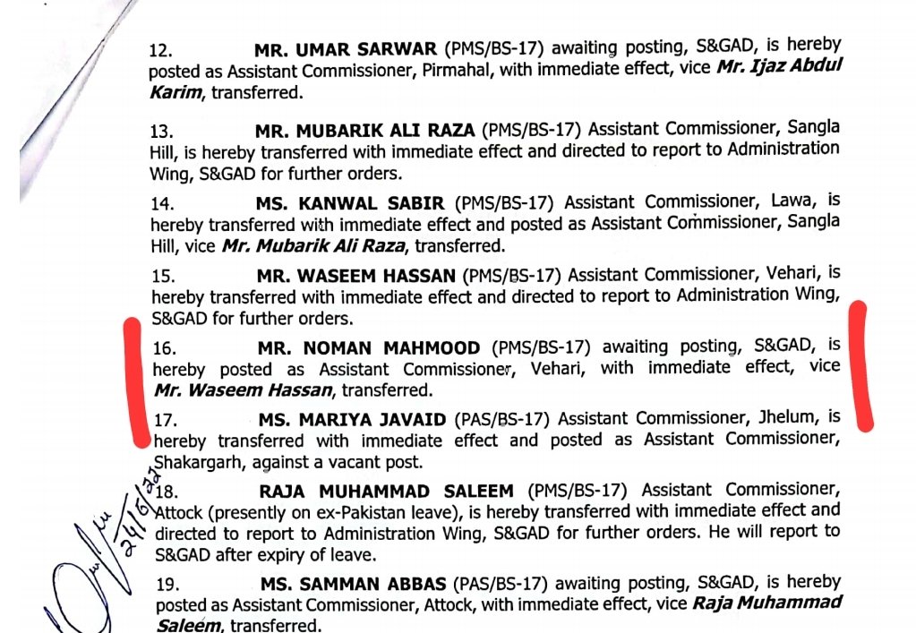 All praise be to Allah!!!

Posted as Assistant Commissioner #Vehari!!!