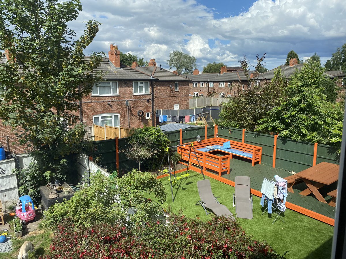 drvan's tweet photo. OnThe4th #DaysOfSummer2022 we see that #BobRossAndHisBag is transporting Purdy’s chocolates (gifts 4 Ruth &amp; Charlotte in Gorton). In return, I was afforded a go on C’s Oculus, which was much fun though I was rubbish at it. And check out the garish NextDoorNeighbour’s OrangePatio! https://t.co/5MuOdK3ibs