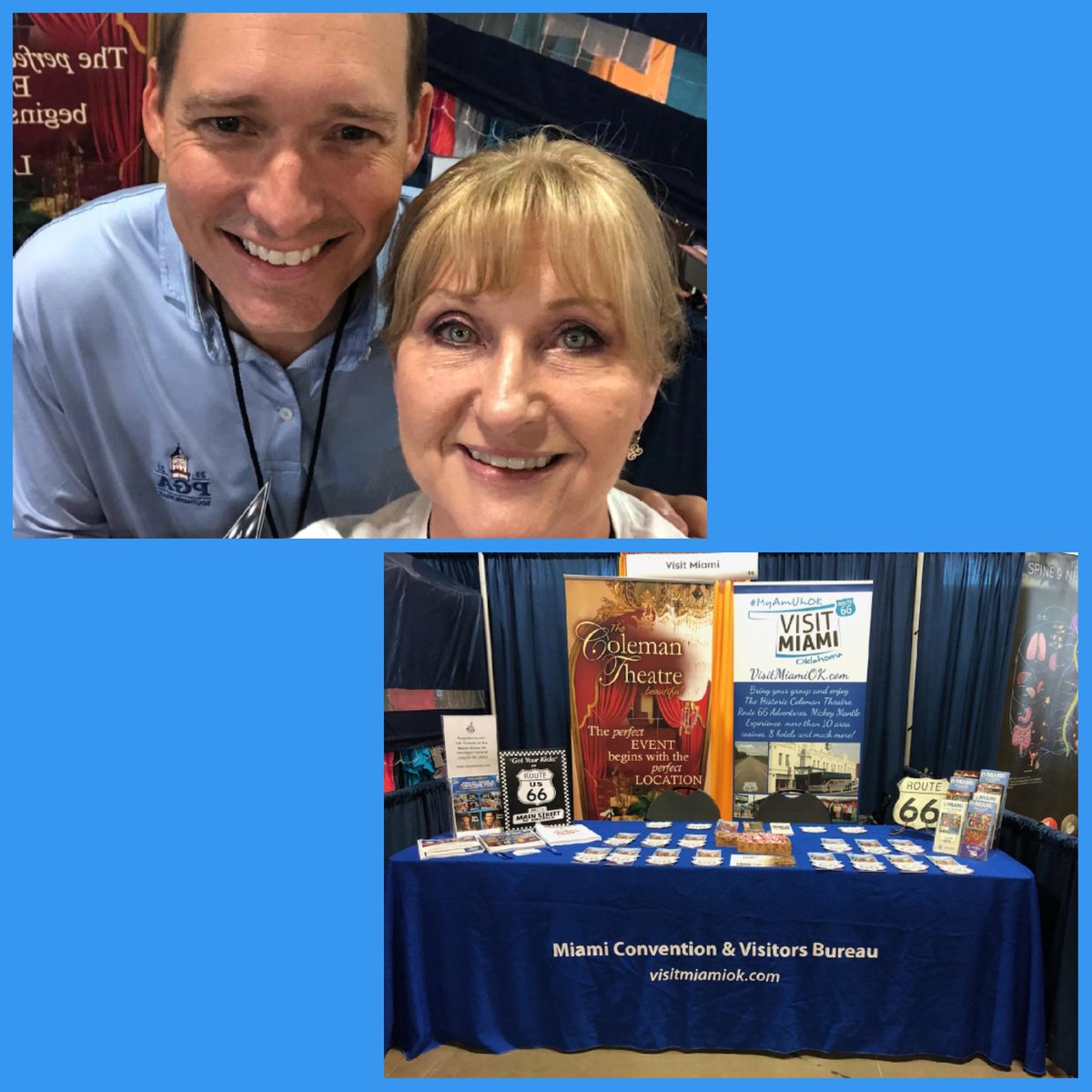 visitmiamiok's tweet photo. We are at the @route66roadfest in Tulsa this weekend in booth B6!  Thanks @LtGovPinnell for stopping by and for all you do to promote @miamiokla. Tourism is ALIVE in #NEOklahoma. @TravelOK @visitmiamiok @mainstreetusa66 @ROUTEMagazine66 https://t.co/ZawckdWyeD