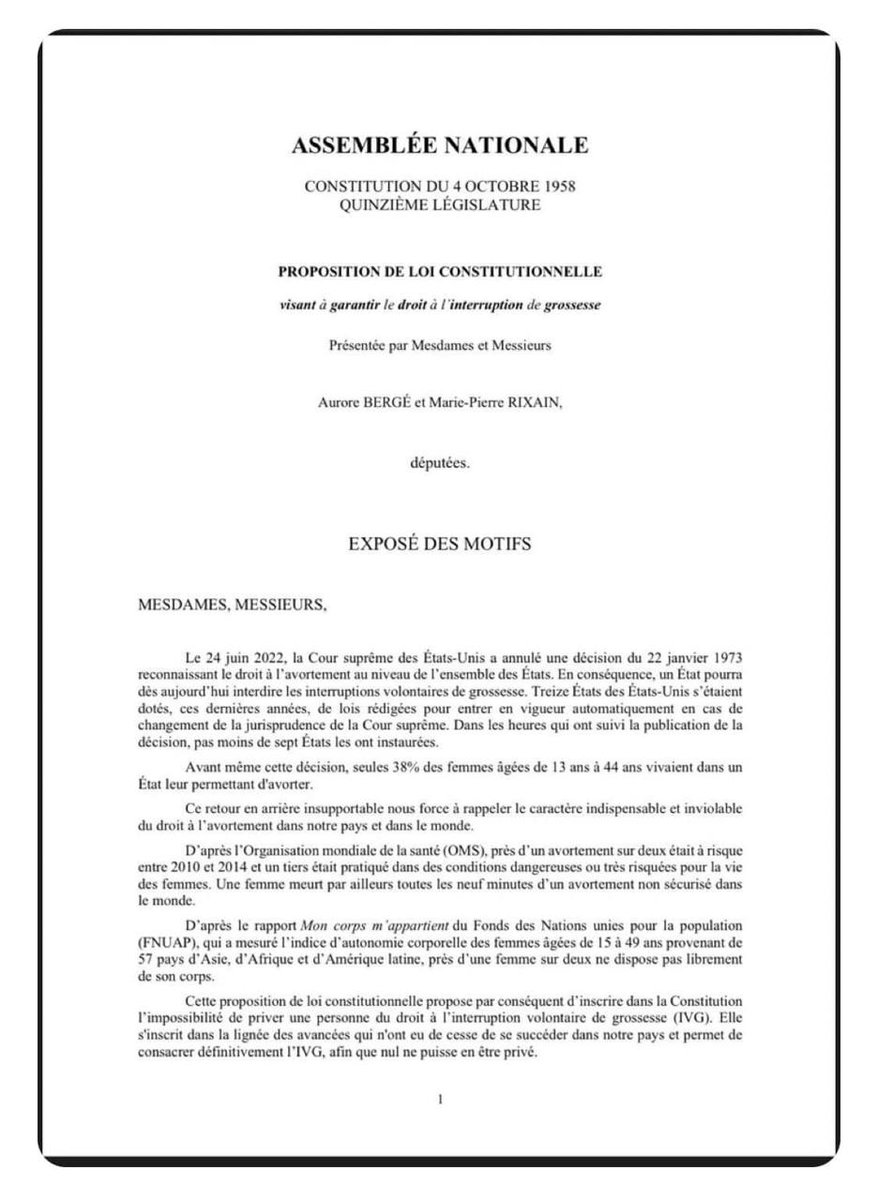 Merci <a href="/auroreberge/">Aurore Bergé</a> de ton initiative proposant d'inscrire dans la loi le "caractère indispensable et inviolable du droit à l'avortement dans notre pays". J'espère que cette PPL  constitutionnelle bénéficiera d'un soutien plein et entier de tous les parlementaires...