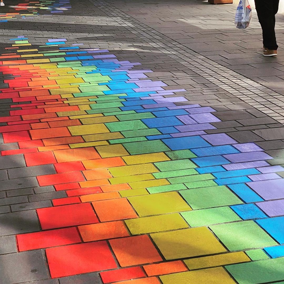 Upfest's tweet photo. We loved painting this #BristolPride installation at @CabotCircus to celebrate #PrideMonth 🏳‍🌈🌈

Always proud to support the LGBTQIA+ community ❤️🧡💛💚💙💜🖤🤎 

📸: Cabot Circus https://t.co/uuASZNstIl