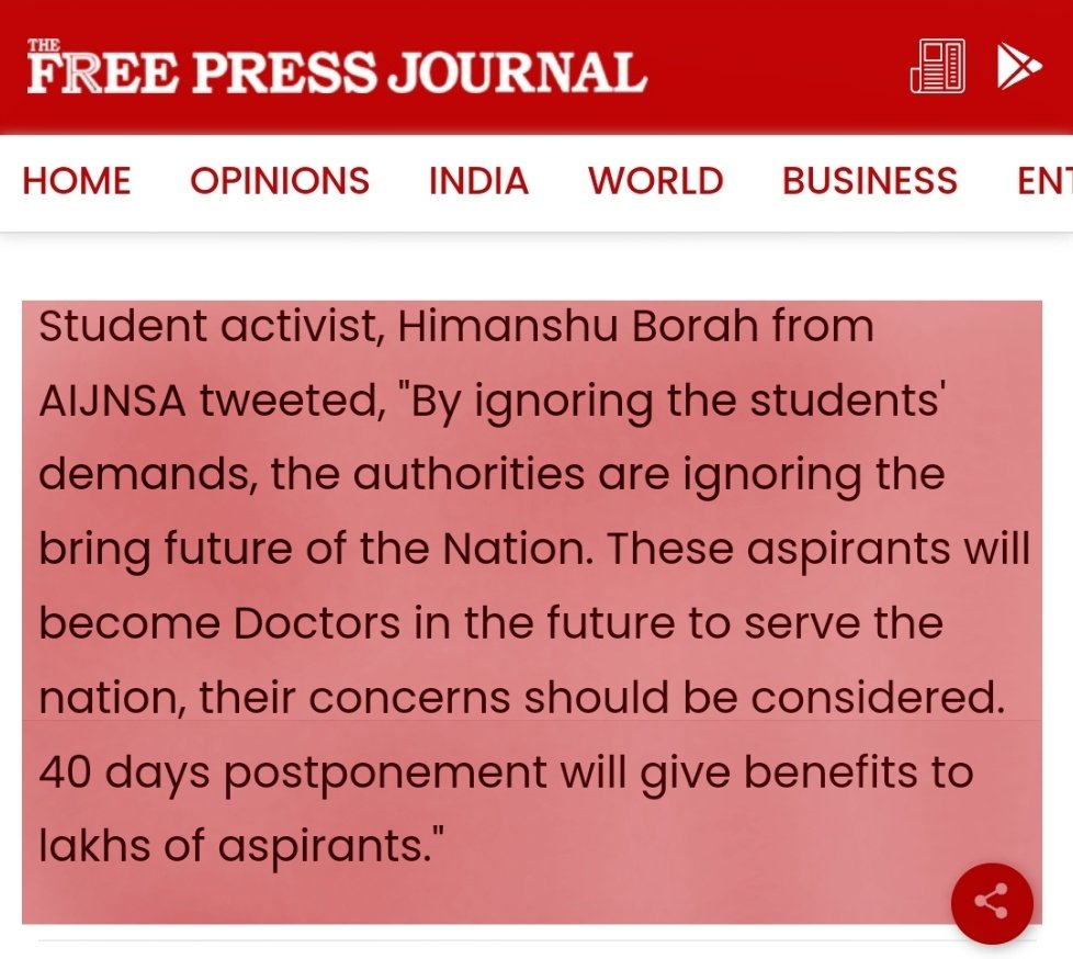 AIJNSA_official's tweet photo. Due to the shortage of time and delayed counselling so with less prep,not everyone has the privilege to drop again and not everyone can afford the fees of private medical colleges. 
#JUSTICEforNEETUG

Ministry should intervene &amp; help future Doctors immediately.
@UrHimanshuBorah https://t.co/HMEq1Q39X2
