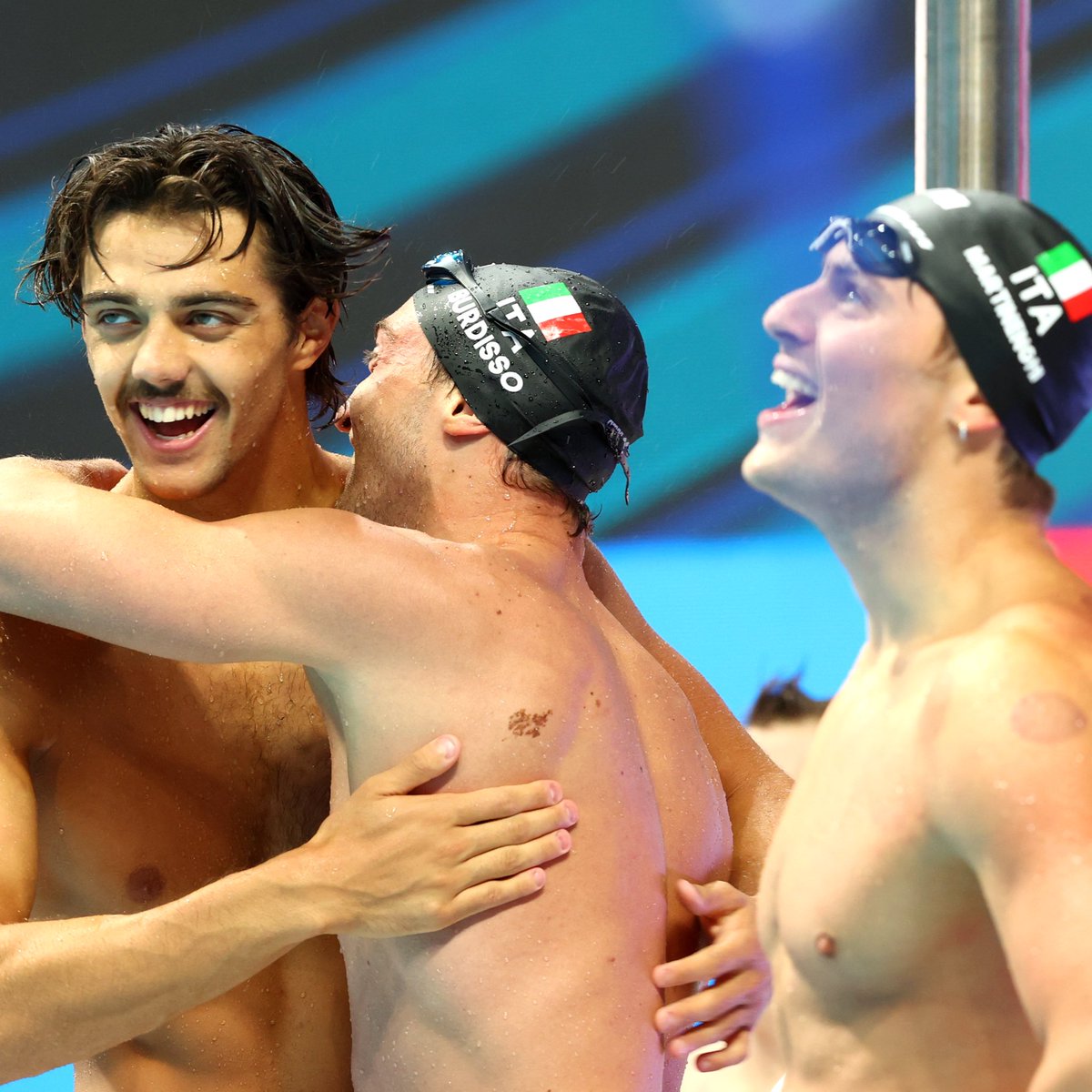 Olympics's tweet photo. Italy LOVE a men’s 4x100m final. 🇮🇹 

#FINABudapest2022 https://t.co/C8u11AOvNP