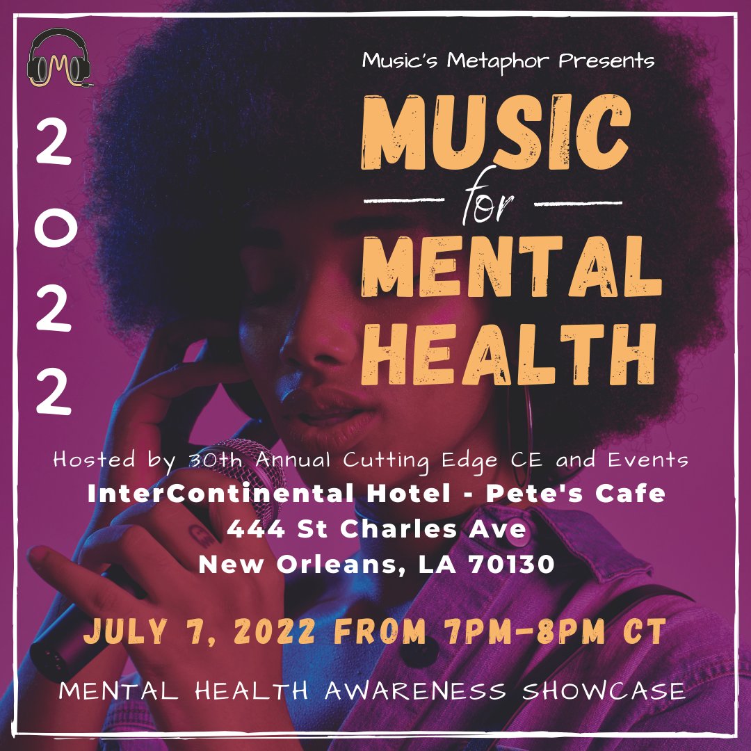 Guess who's coming to New Orleans!!🎉
The Music for Mental Health Showcase will be part of the 30th annual Cutting Edge Music Biz Conference. 

We will be live in person and streaming online. So join the email list on our website - musicsmetaphor.com and stay tuned! 🤩🎶