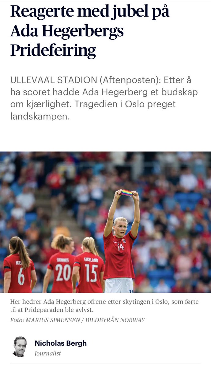 frankctangberg's tweet photo. .@AdaStolsmo/@nff_landslag 👏🏻🌈

Det er ikke et politisk budskap. Det er et menneskerettslig budskap

#NORNEW https://t.co/qEAv8fl9lL