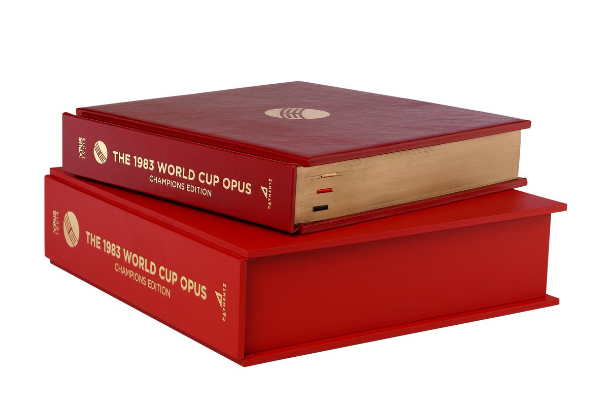 opusindia_'s tweet photo. The heaviest and biggest 📕 ever made in World Cricket. Weighing at a little of 30 Kilos, the #83opus is a +750 page epic.
#Thisisopus #OpusIndia #83Opus #Thisis83 @paymentz_ @amitbhagchandka https://t.co/jqb3mnp2LM