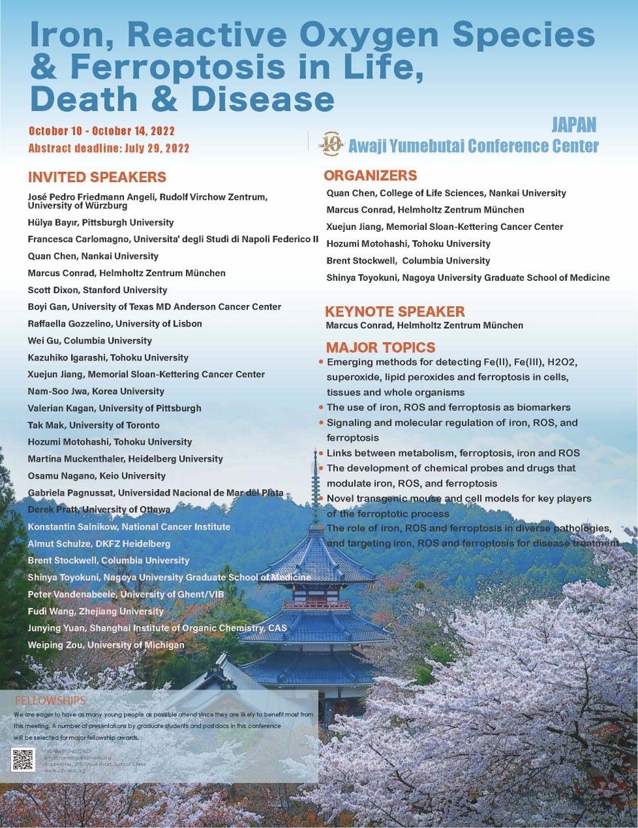 Looking forward to our second international #ferroptosis meeting in Awaji Japan in October! I hope to see many people there and connect in person again. Here is the link to register: csh-asia.org/?content/1257