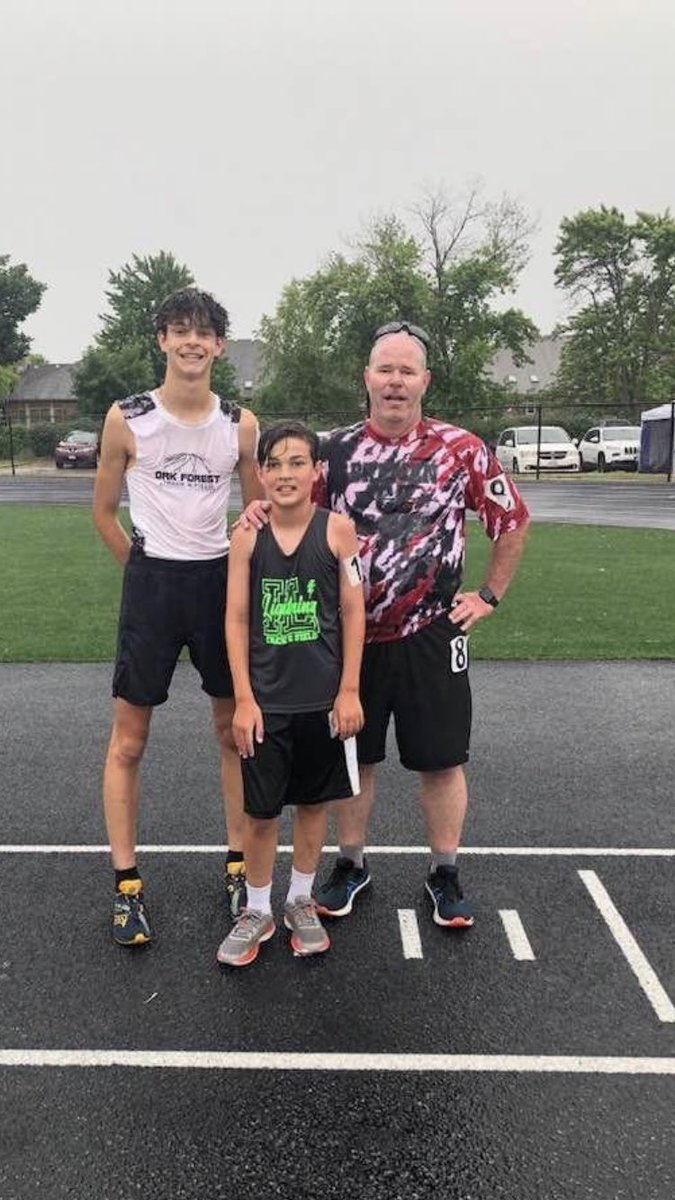 Had lots of fun today, running track races in the rain and getting destroyed by my sons in the 1500 &amp; 800.