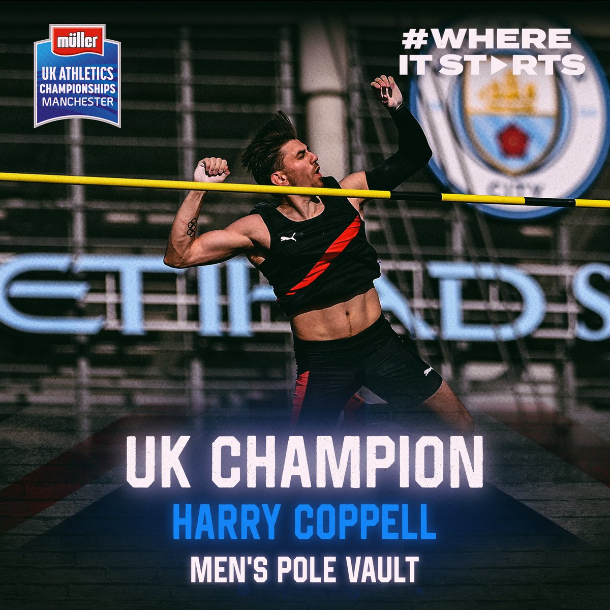 👑 A decent afternoon for <a href="/Harry_Coppell/">Harry Coppell</a> 

He defends his men's pole vault title with a season's best of 5.75m 😎

#MullerUKChamps