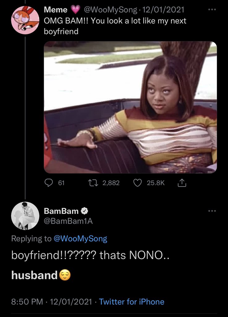 itgirljn's tweet photo. the difference between jackson and bambam’s reply to a pick up line 😭 https://t.co/DeuwAyuGRN
