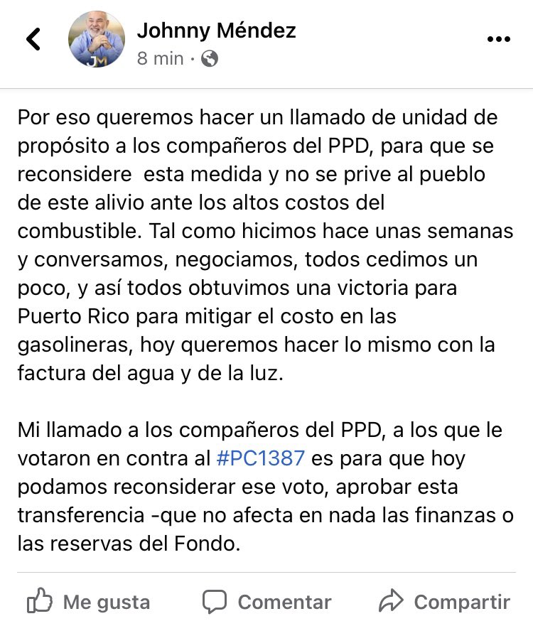 JohnnyMndez36's tweet photo. Mis expresiones sobre el #PC1387 luego de haber sido derrotada por la Delegación del @ppdpr en la @CamaraConPR. https://t.co/8D1OjZpWTe
