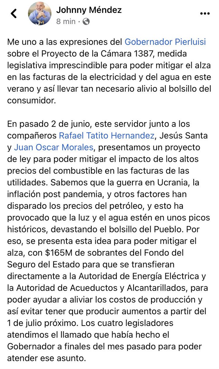 JohnnyMndez36's tweet photo. Mis expresiones sobre el #PC1387 luego de haber sido derrotada por la Delegación del @ppdpr en la @CamaraConPR. https://t.co/8D1OjZpWTe