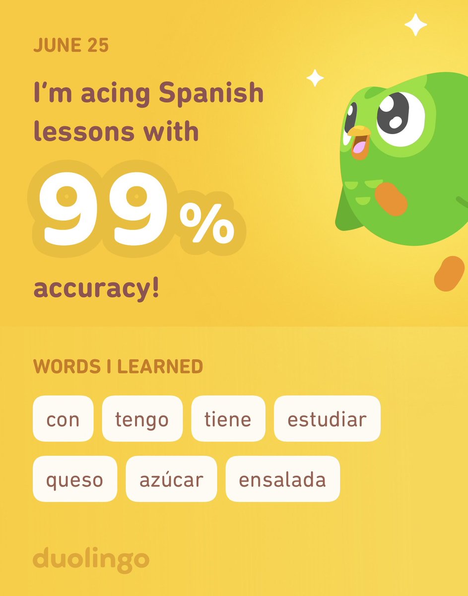 OcclesLtd's tweet photo. I’m learning Spanish on Duolingo! It’s free, fun, and effective. https://t.co/B5kWse8QEH