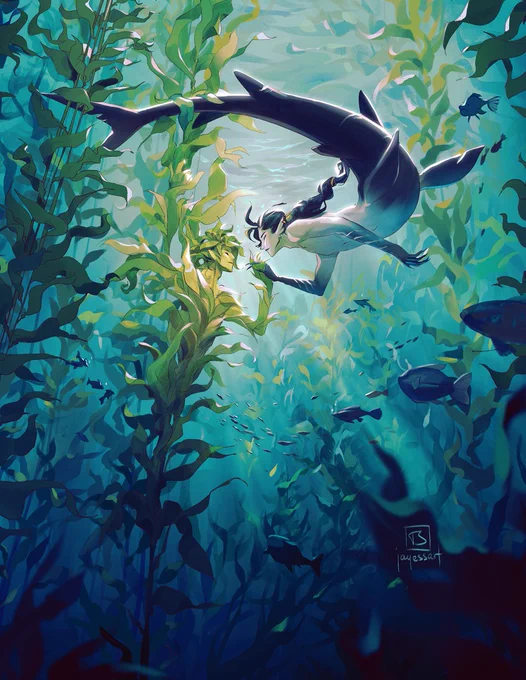 OCs kelp forest spirit and mr shark 