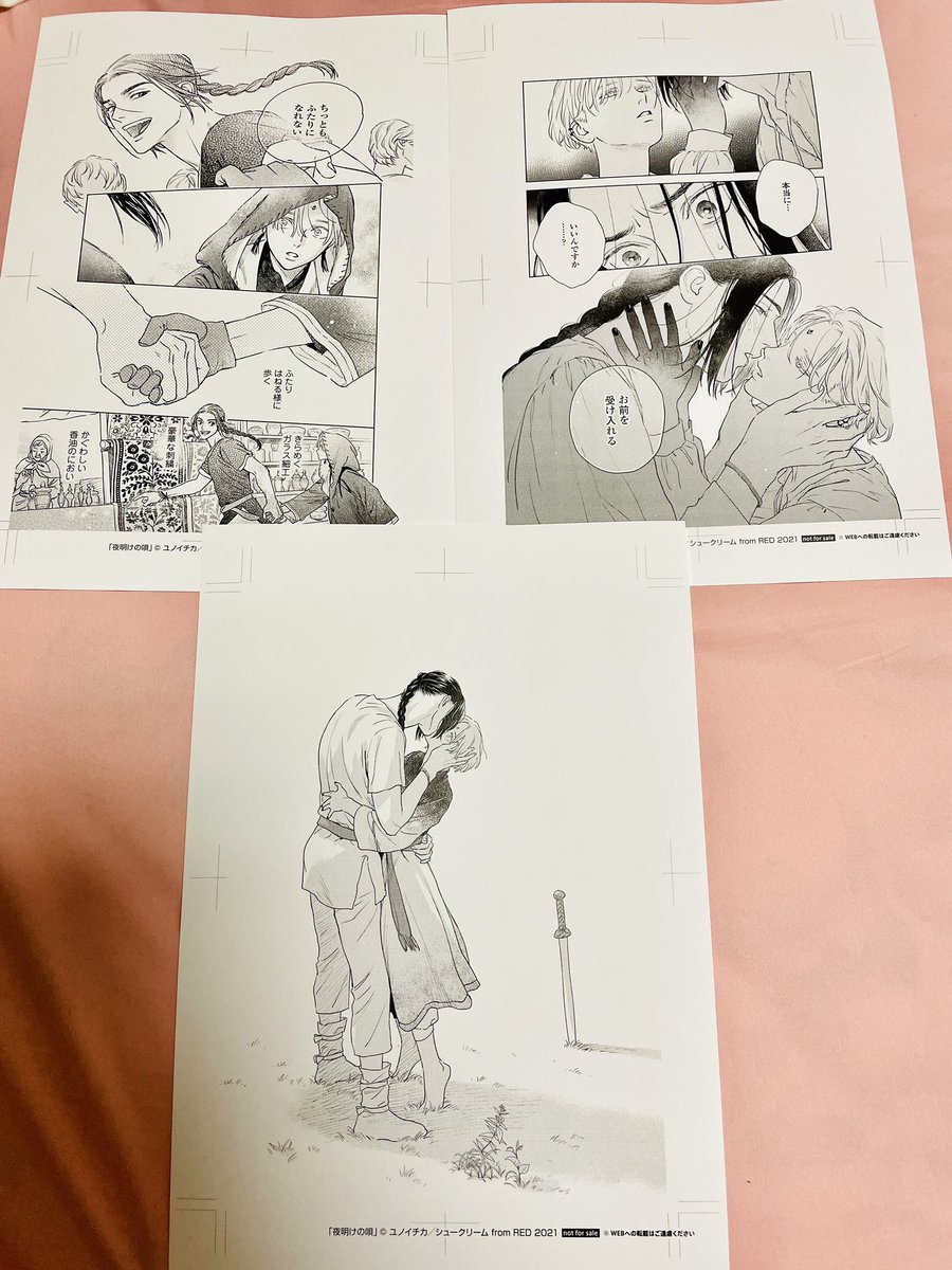 なんでこんなたくさんBL買ったかと言うとー、アニメイトブックフェア景品が欲しかったからです!夜明けの唄複製原画🥳 