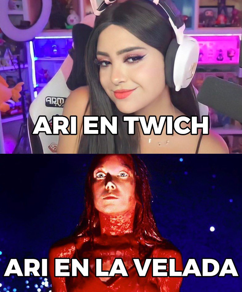 Ari en Twitch VS Ari en La Velada <a href="/arigameplays/">ARI 🍓✨</a> #LaVeladaDelAño2 #Telepizza