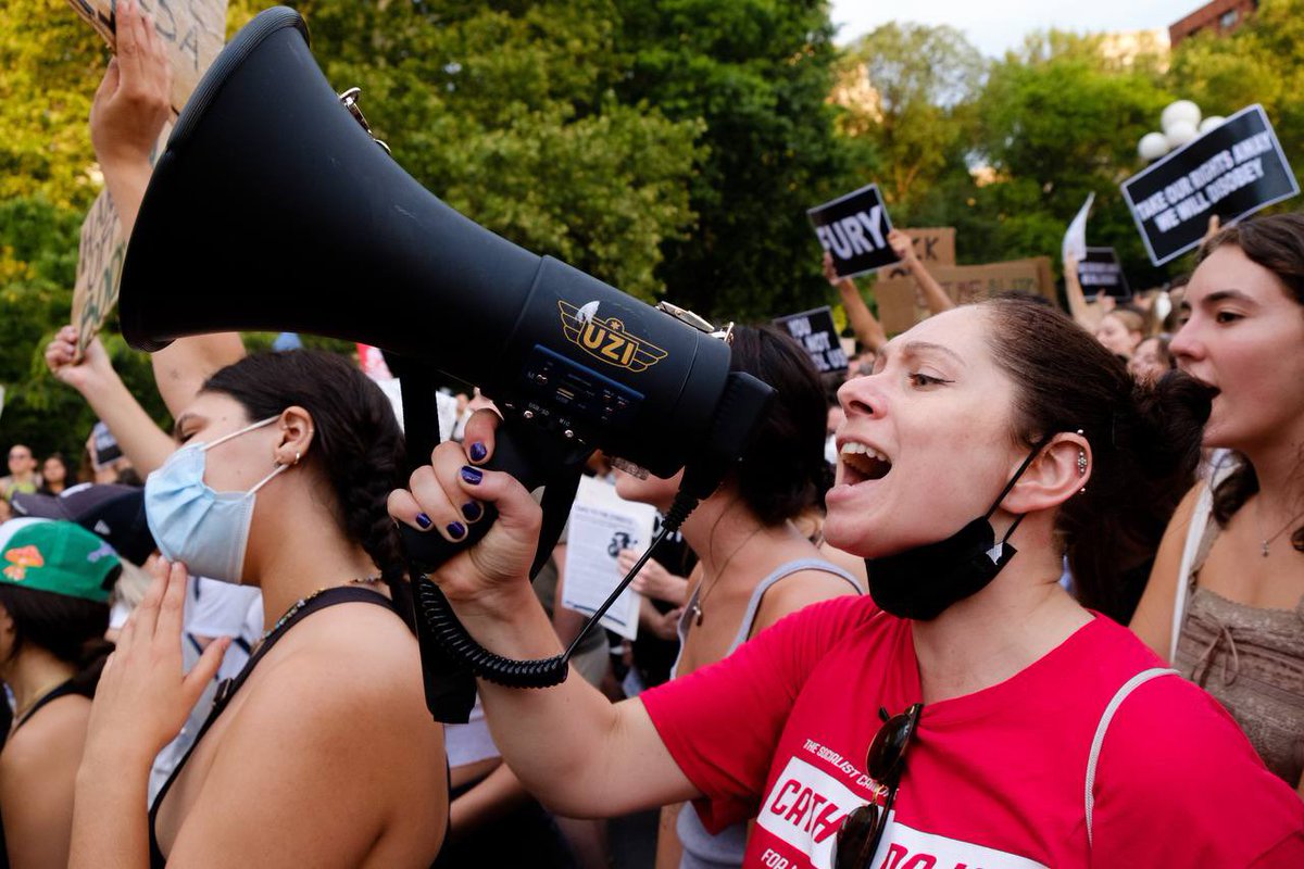 pslnational's tweet photo. In cities big and small, tens of thousands of people took to the streets immediately after the Supreme Court’s decision to take away the right to #abortion.

Nine unelected judges won’t decide our fate. Stay in the streets! https://t.co/wDHnf48cXW