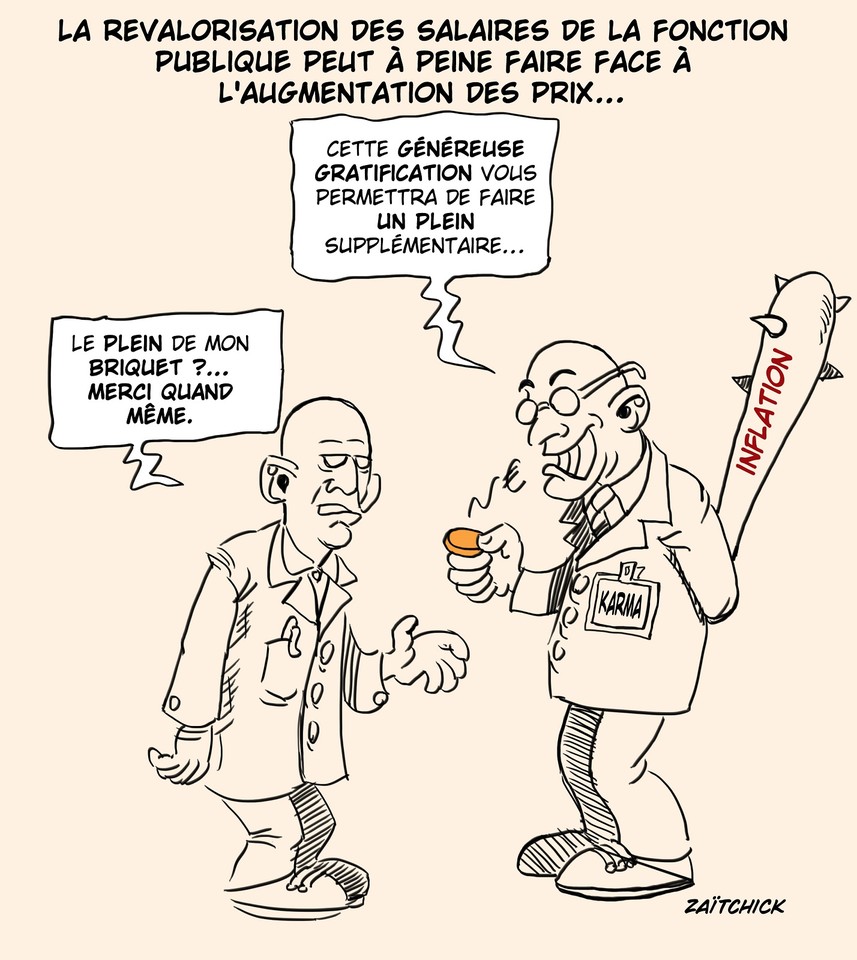 BlaguesDessins's tweet photo. Le #DessinDePresse de Zaïtchick : Le salaire de la peur
Retrouvez les dessins de Zaïtchick sur : https://t.co/VQNx0fUMZx
#DessinDeZaitchick #ActuDeZaitchick #Humour #FonctionPublique #RevalorisationDesSalaires #Inflation #AugmentationDesPrix #LePleinDuBriquet https://t.co/COeAZRYq8N