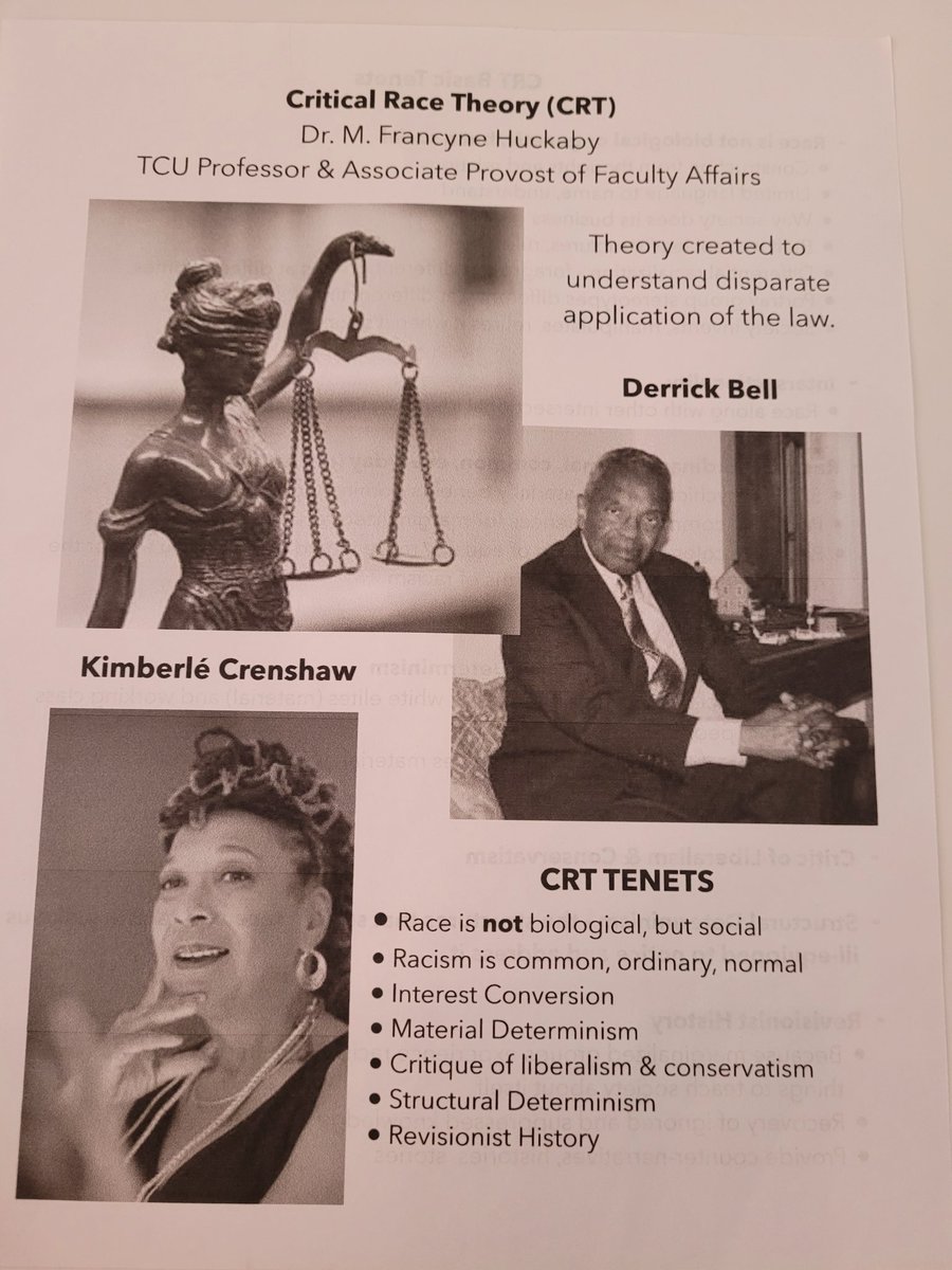 Rabidreader1970's tweet photo. Prof. Fran Huckaby from TCU speaking about CRT at the @HoustonCVPE #CVPE Educate and Advocate Forum. https://t.co/RoIUQo5Z6Q