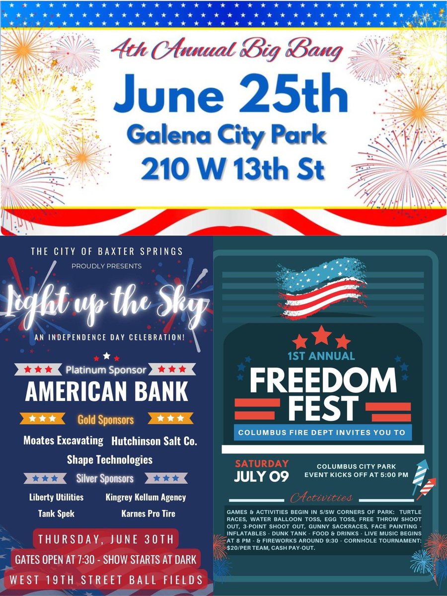 Great community events coming up to celebrate summer, our Country &amp; our Freedom!! These events take months of coordination, planning, fundraising &amp; hard work by volunteers who simply want to provide a family fun event for our community.  Hope to see you all at one or all of them.