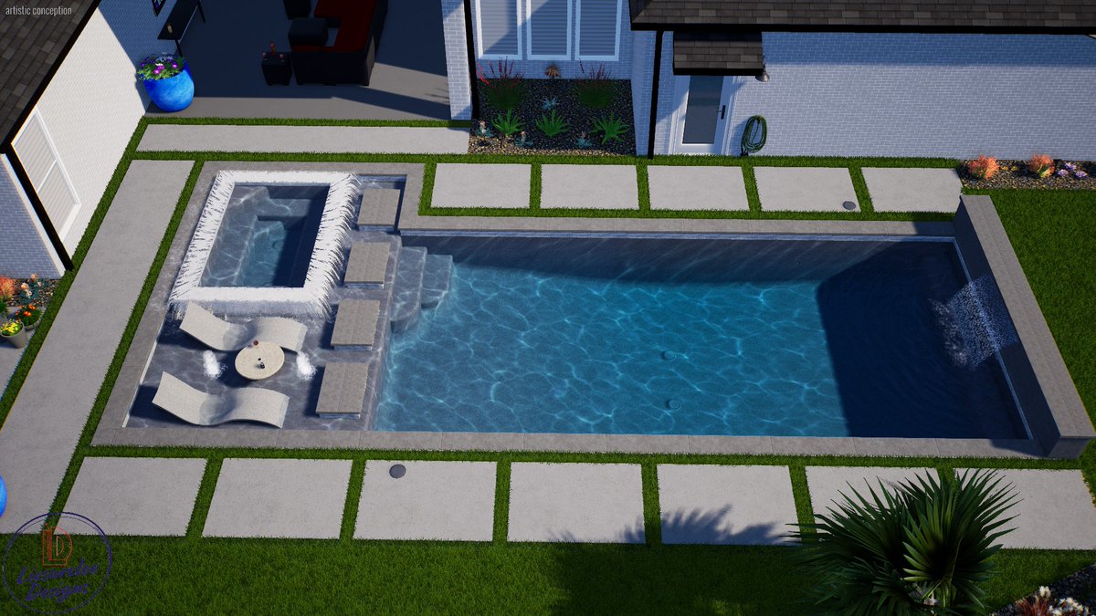 When you need 3D renderings and 2D construction plans reach out to us. Your customers deserve to see their new backyard how it could look in real life. Message us for details! #3drendering #3drender #pool #swimmingpool #pooldesign #poolplans #structurestudios #pebblesheen