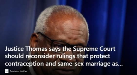 UtahRoundtable's tweet image. With abortion no longer federally protected, Justice Thomas suggests removal of right to privacy for contraception and same-sex couples/marriages could be next. He left Loving v Virginia, which legalized his marriage, off the list. He’s okay going after your marriage, though.
