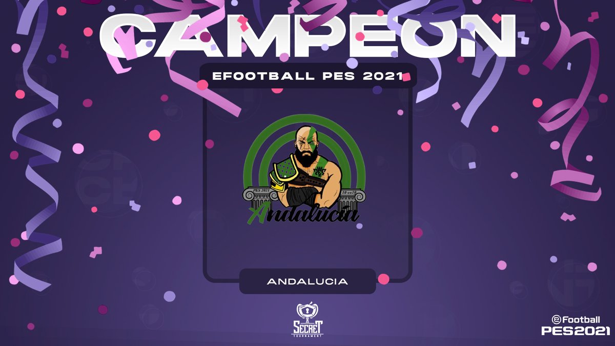 #SecretPES #PES2021 

¡YA TENEMOS CAMPEONES!

Andalucía consigue proclamarse campeones llevándose el trofeo a casa después de ganar a @CLMpes10vs10 en la final.

Queremos agradecer a las selecciones que confiaron en nosotros para esta primera edición, nos vemos en la siguiente.