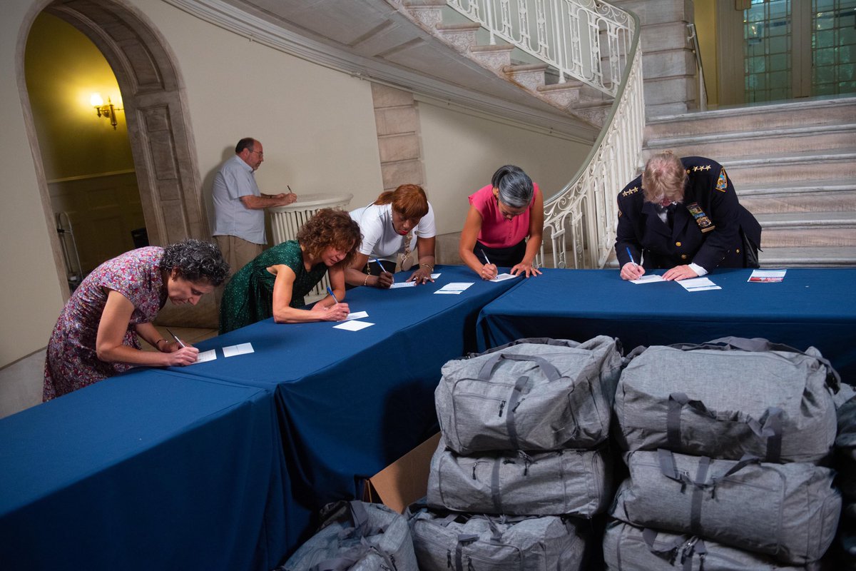 NYCMayor's tweet photo. Grades do matter, all the things they tell you in school do matter, but what matters most is how you handle adversity, and our Future Leader Scholars overcame incredible odds.
When they go to college this fall, these supplies will remind them their city has their back. https://t.co/HMhVLw54Q0