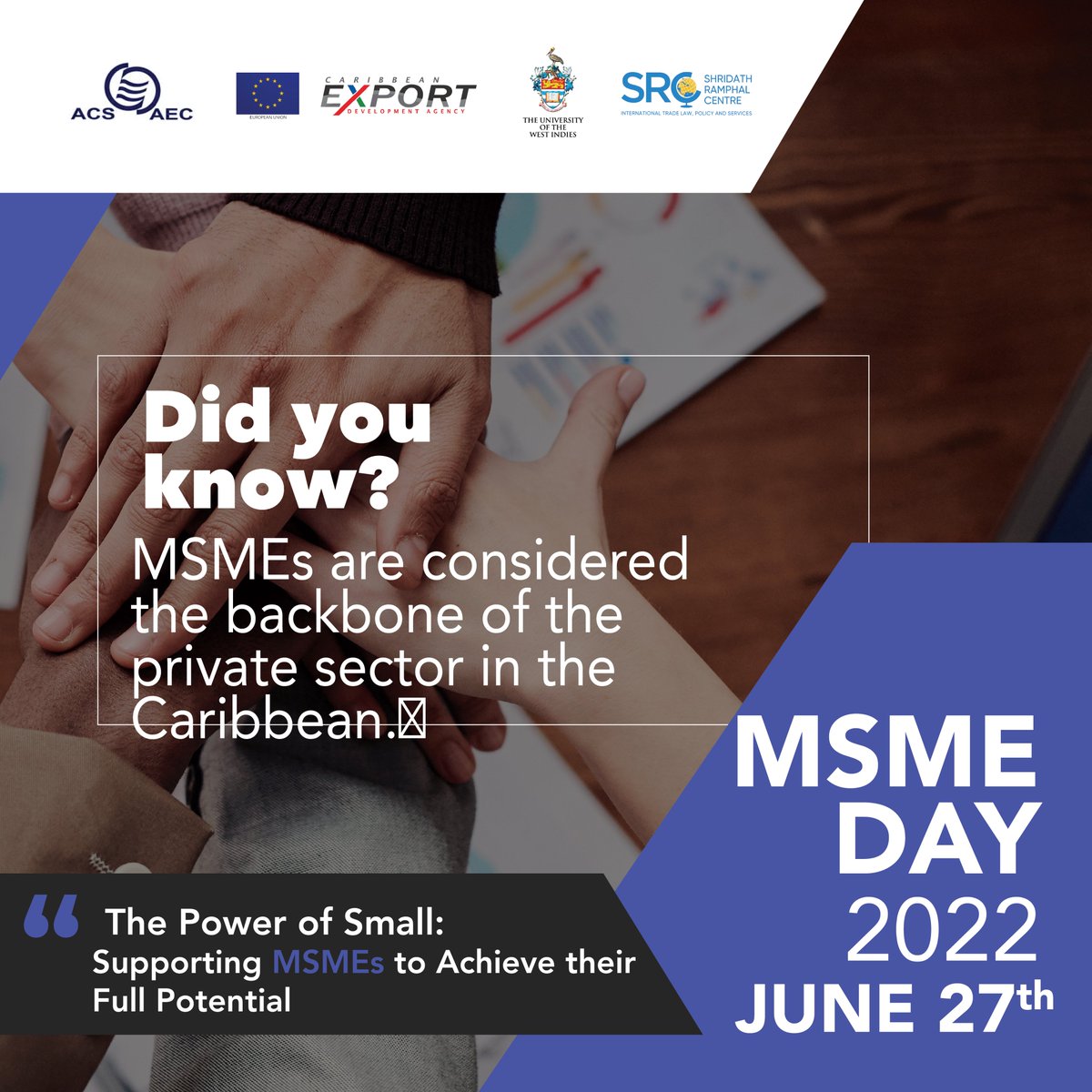 ACS_AEC's tweet photo. Lo sabรญa? Las MIPYMES se consideran la columna vertebral del sector privado en el Caribe.
https://t.co/iHiYtLWfzy
@uwisrc @CaribXport
#greatercaribbean #worldmsmeday #worldmsmeday2022 #thepowerofsmall https://t.co/8oft7zwJlX