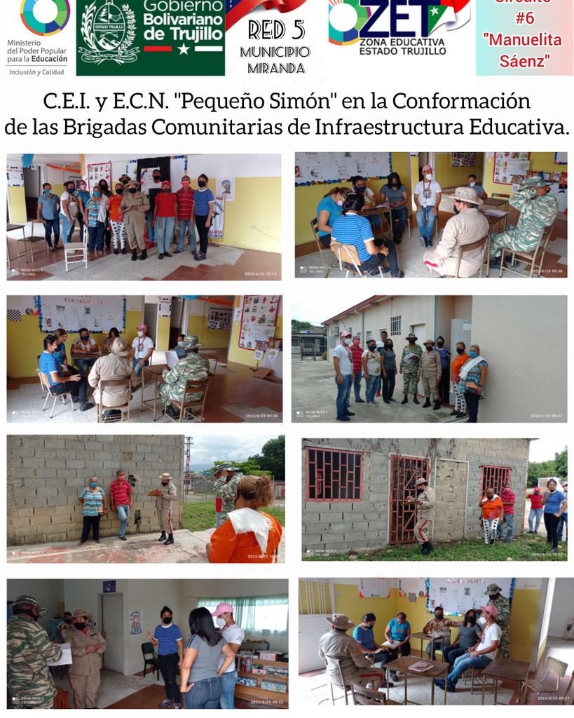 C.E.I. y E.C.N. "Pequeño Simón" de la Urb. Doña Alicia Pietri de Caldera, Parroquia Agua Santa, Municipio Miranda del Edo.Trujillo en la Conformación de las Brigadas Comunitarias Militares para la Educación #BricomilesMiEscuelaBella
<a href="/NicolasMaduro/">Nicolás Maduro</a>
<a href="/Gerardo4fPsuv/">Gerardo Márquez</a> 
@MPPEDUCACION