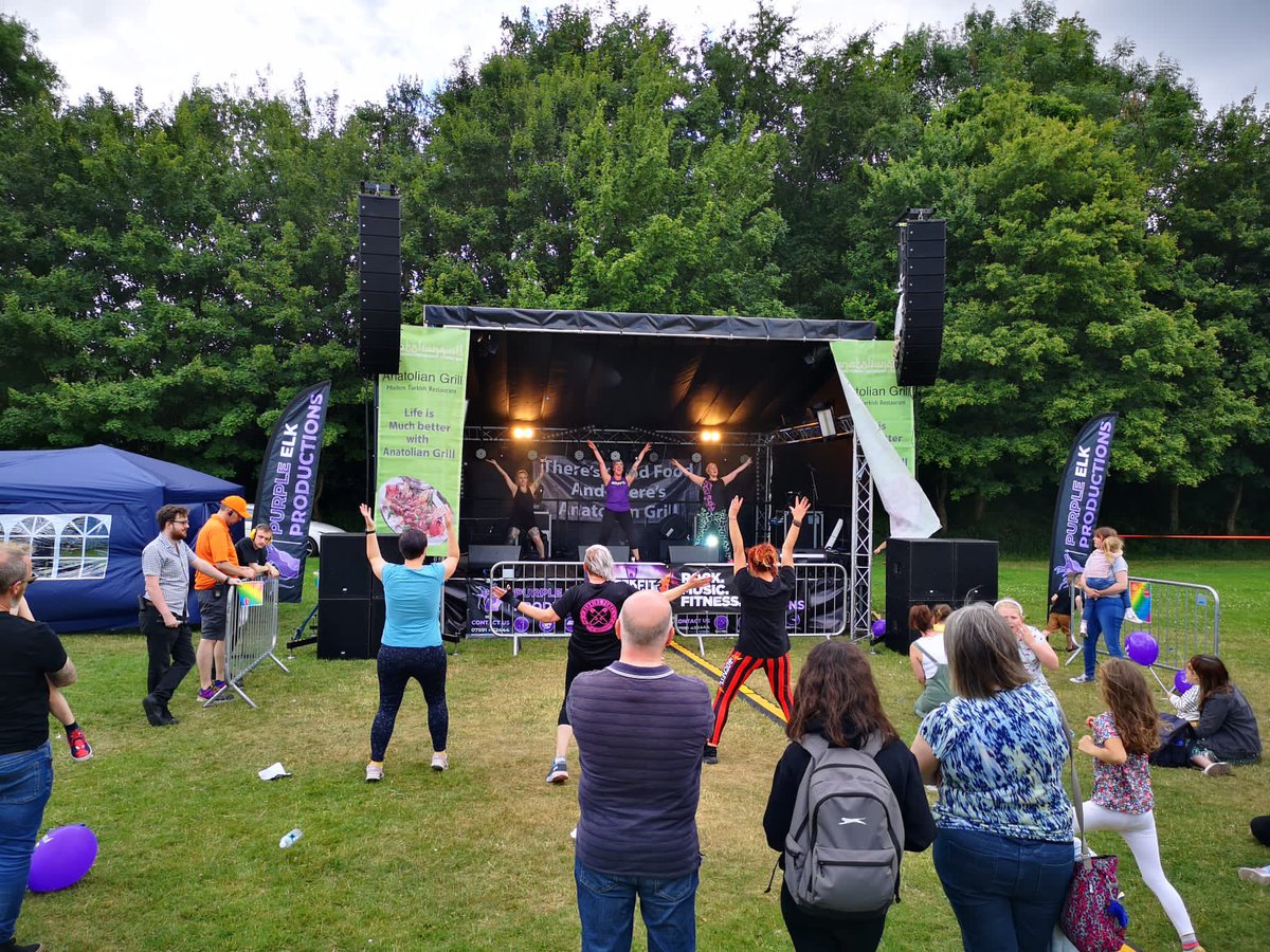 Well that was fun! Thank you to my badass assistants Gill and Tia and to Allie, Julia and Sarah for rocking out with me this afternoon. 

I saw heads banging, feet tapping and people busting some of the moves 🤘

@prestwichcarnival thanks for having us 🤘
#rockfitwithjenny