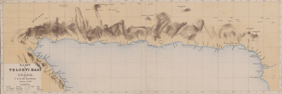 Lijsterstraatje's tweet photo. The #Etna Expedition (1858) is considered the first Dutch scientific expedition to New Guinea. One of the young German officers on board the expedition ship made this map of the Taluti bay on the island of #Ceram during a stopover
Donated to @KNAG by C.B.H. von #Rosenberg in 1877 https://t.co/2BozBiQPqc