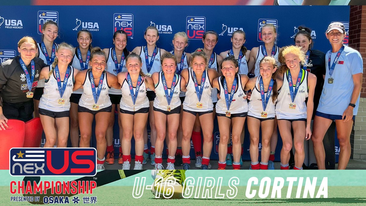 USAFieldHockey's tweet image. Congratulations to the U-16 Girls Nexus Championship, presented by @OsakaHockey, medalists! ⭐️

🥇Cortina
🥈 Salt Lake City
🥉Montreal

#NXC2022