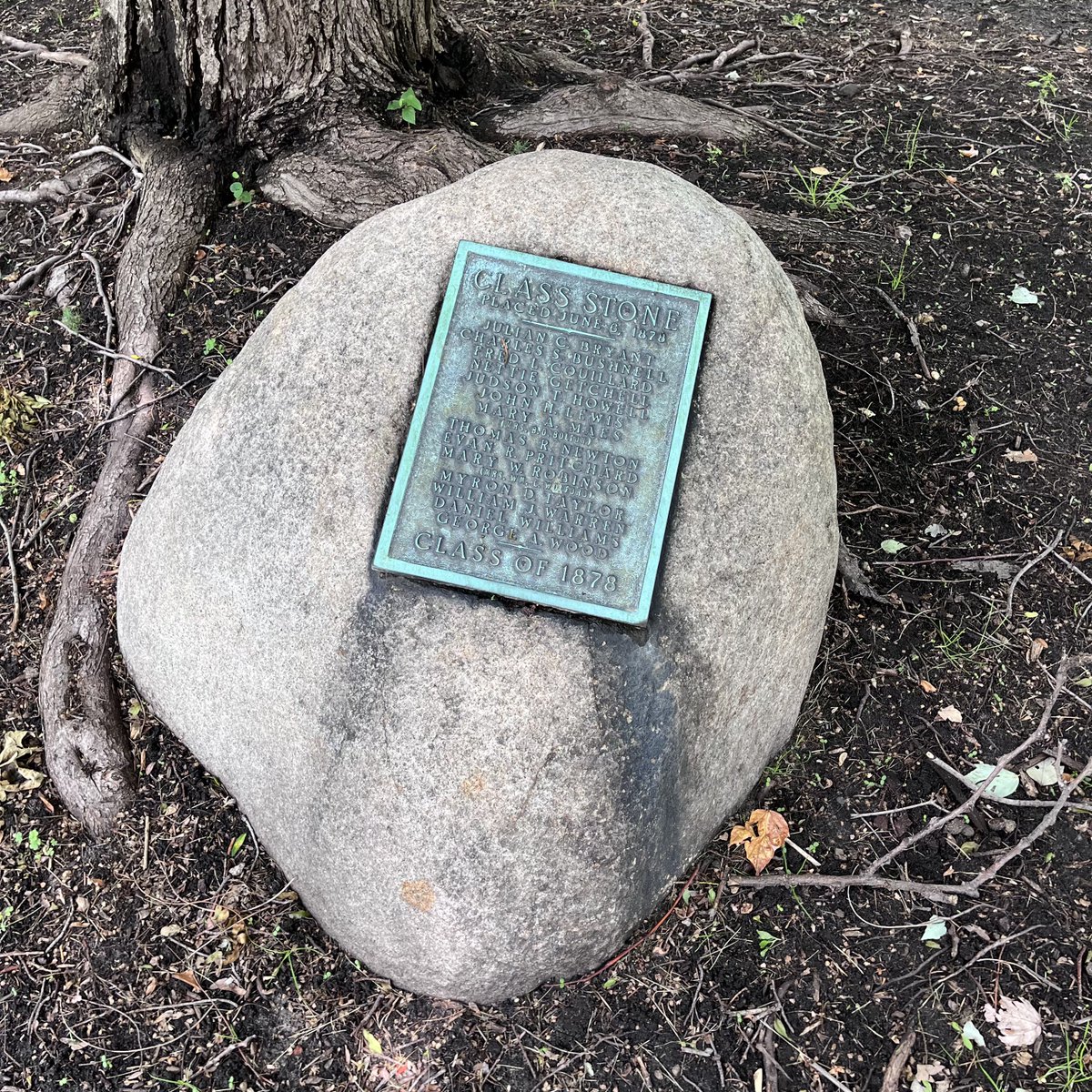 GaryHornseth's tweet photo. Forgot that this sits inconspicuously under a tree at the University of Minnesota. Extra points for the apostrophe and period, the 14 of you. #verylongwalk https://t.co/DO7Q76rGg1