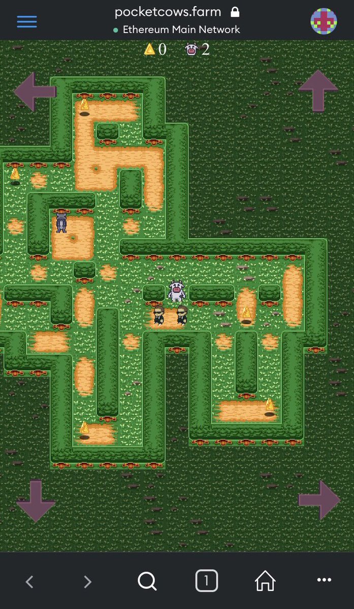 Pocket_Cows's tweet photo. NEW UPDATE IS OUT

-new controls for mobile ! more accurate controls. Right now we have arrows that let you move. Next update will make it more user friendly *mobile only works using metamask browser 

- added a demo Pocket cow as main avatar! 

-added coins and cow image above https://t.co/eRZXhKjyYY