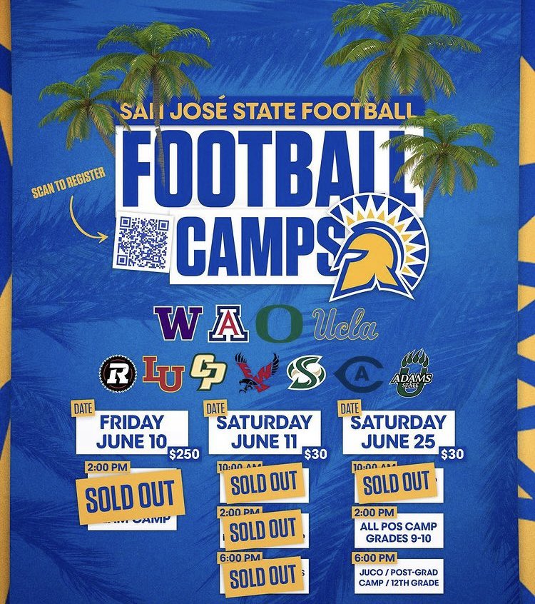 TAY_NXTUP's tweet photo. SJSU CAMP TODAY!!!! Can’t wait to compete and showcase my ability 
Let’s Go Be Great!! #Undeniable    #ogisdbu #BleedBlue @SanJoseStateFB @ArizonaFBall @UW_Football @oregonfootball @EWUFootball @UCLAFootball @calpolyfootball @SacHornetsFB https://t.co/wVU5oArEHv