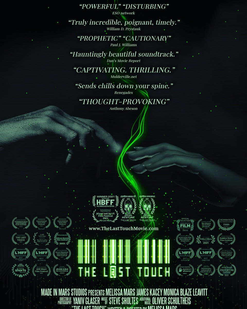 HollyShorts's tweet photo. Don’t miss ‘The Last Touch’, written &amp; directed by @melissamars, at our Monthly Screenings next Weds! 

A young couple struggles to keep their love alive in a world where technology has replaced intimacy and human touch is deadly. Get your tickets here: https://t.co/oOYPNEYSF6 https://t.co/KN0tkw4o9l